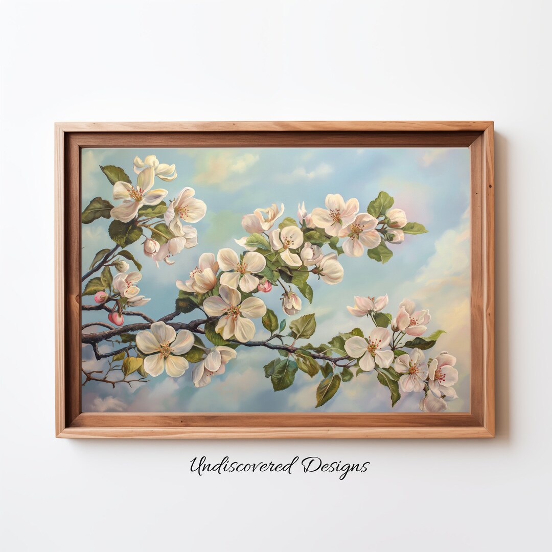 Vintage Apple Blossoms Oil Painting Art Print (digital Download) - Etsy
