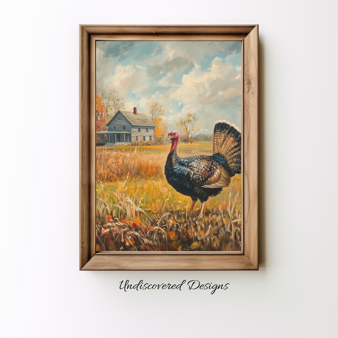 Turkey in a Field Art Printout Printable Wall Art Vintage Art Prints ...