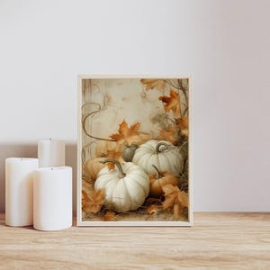 Printable Pumpkin Still Life Painting Rustic Fall Art Vintage Autumn ...