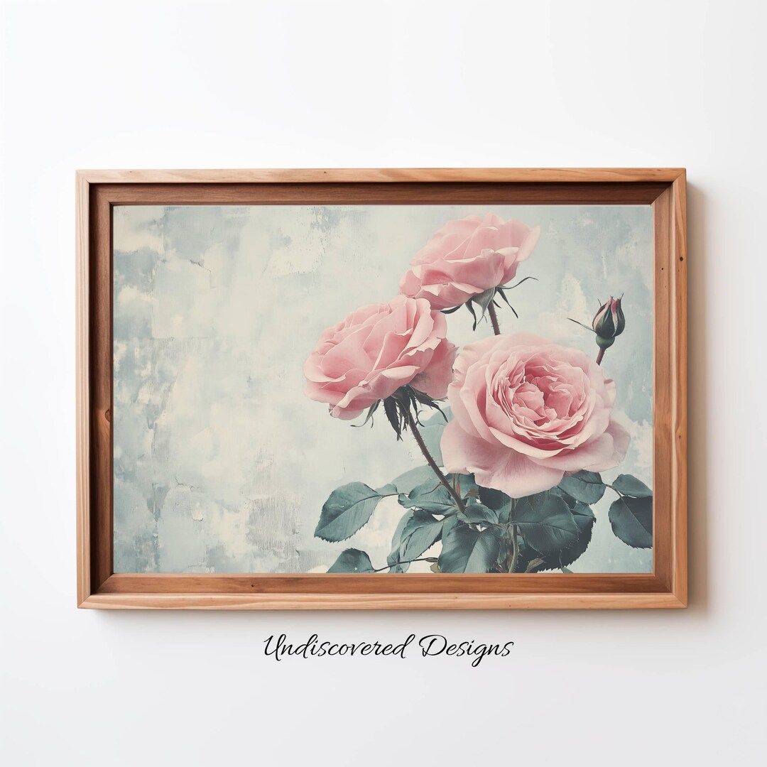 Vintage Pink Roses Still Life Art Print (digital Download) - Etsy