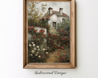 Rose Garden Vintage Painting Printable Vintage English Cottage Art ...