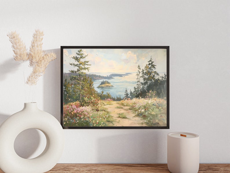 Ocean Islands Art Print Vintage Oil Painting Digital Print, Printable