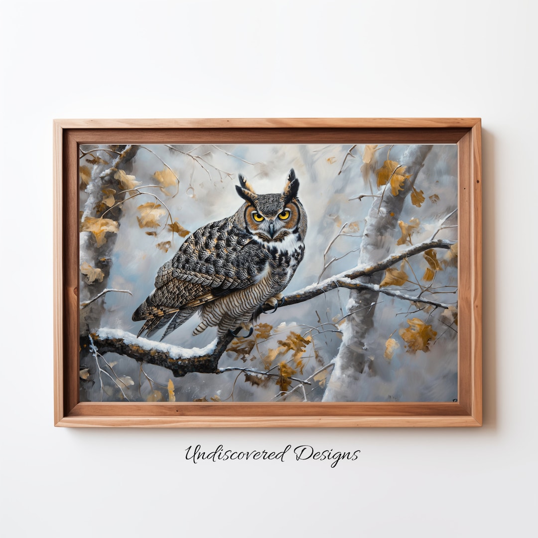 Great Horned Owl Art Printout Printable Wall Art Vintage Art Prints ...