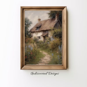 Digital Download Old Garden Cottage Landscape Wall Art Printable, Nature Decor, Vintage Home Decor, Cottagecore Aesthetic Print