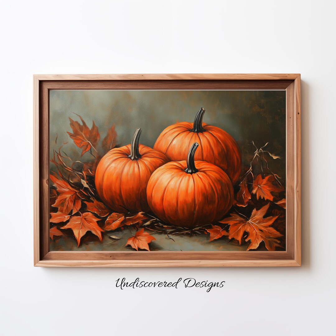 Vintage Pumpkin Still Life Painting: Fall Harvest Art Print (digital ...