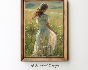 Woman in Tall Grass Vintage Art Print (Digital Download)