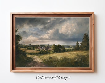 Vintage English Countryside Oil Painting Art Print (Digital Download)