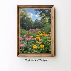 Garden of Zinnias Printable Wall Art | Vintage Spring Art Print for Farmhouse Decor & Home Aesthetic