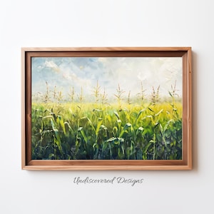 Vintage Summer Cornfield Oil Painting Art Print (Digital Download)