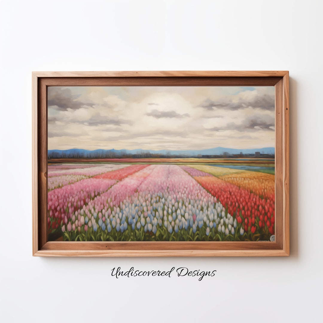 Tulip Fields Painting Landscape Printable Art Downloadable Wall Art ...