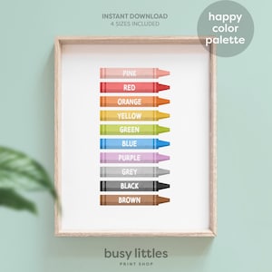 Colors Poster, Educational Poster, Crayon Homeschool Print, Homeschool Art, Classroom Decor, Learning Colors, Print, Digital Download