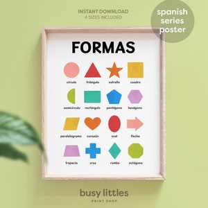 Spanish Shapes Educational Poster, Learning Spanish, Español, Instant Download, Classroom Prints, School Posters, DIGITAL DOWNLOAD
