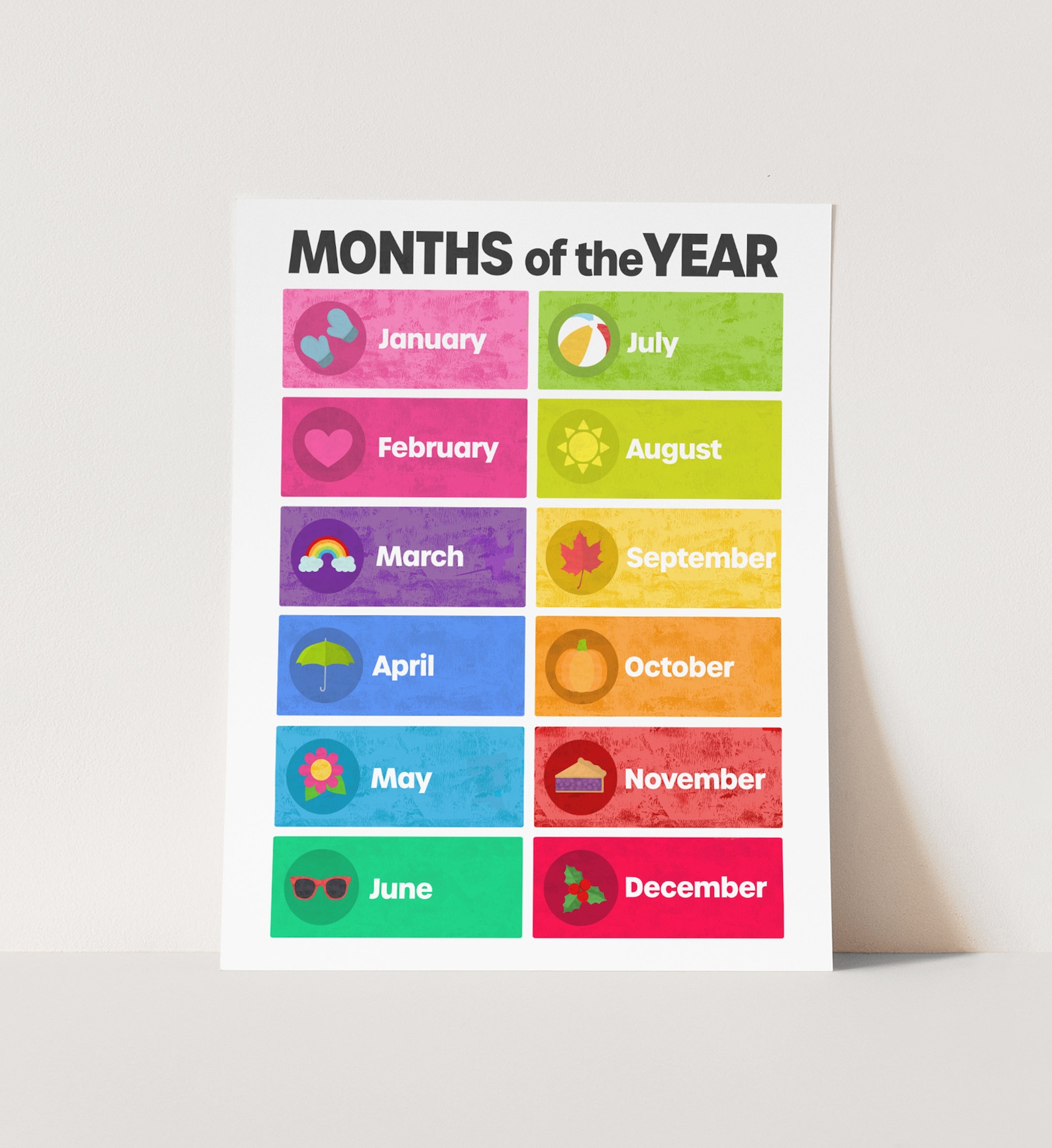 Rainbow Months of the Year Poster Nursery Art | Etsy