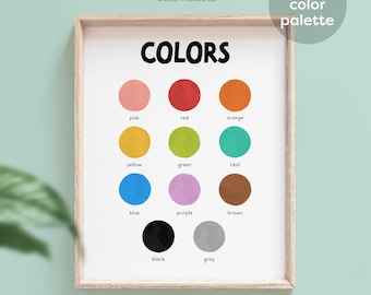 Póster de colores del arco iris, Colores de aprendizaje, Impresión en el aula, Impresión de educación en el hogar, Arte de aprendizaje, Póster educativo, Póster preescolar, Decoración
