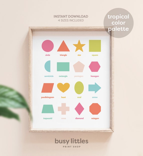 Geometric Shapes Printable Art Colorful Nursery Art | Etsy