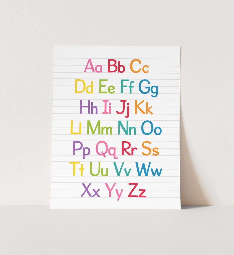 ABC Printable Wall Art Colorful Rainbow Kids Room Nursery - Etsy