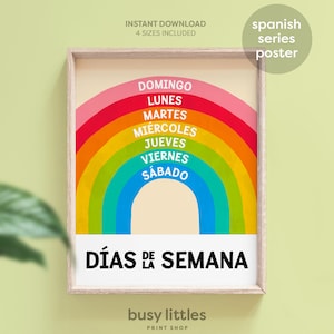 Póster Educativo de los Días de la Semana en Español, Aprendiendo Español, Español, Descarga Instantánea, Impresiones en el Aula, Carteles Escolares, DESCARGA DIGITAL
