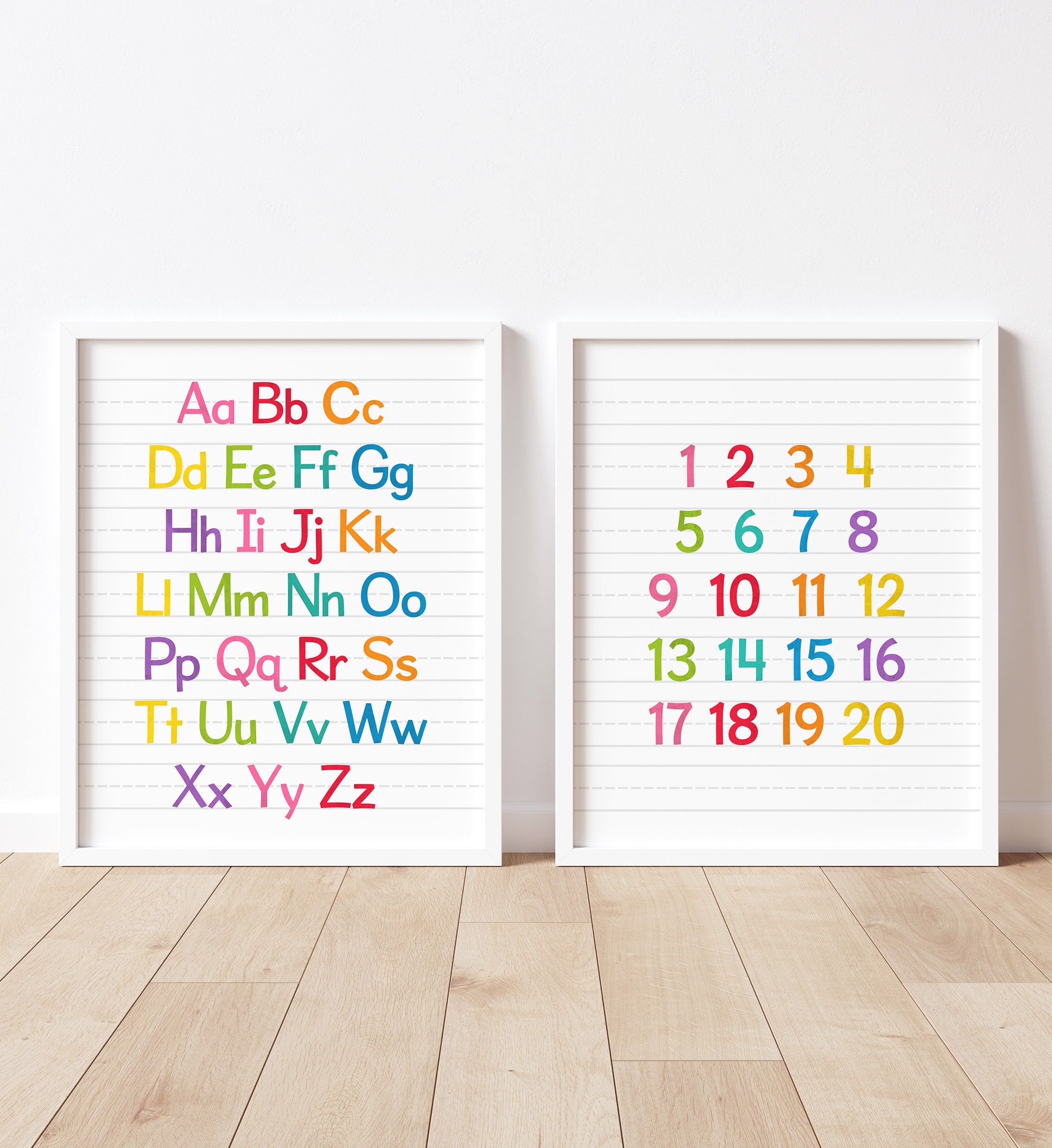 Alphabet and Numbers Printable Art, Colorful Classroom Art, Numbers 1 ...