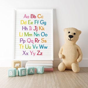 ABC Printable Wall Art, Colorful, Rainbow, Kids Room, Nursery Art ...