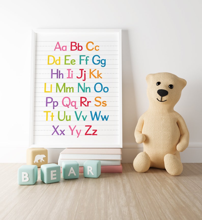 ABC Printable Wall Art Colorful Rainbow Kids Room Nursery - Etsy