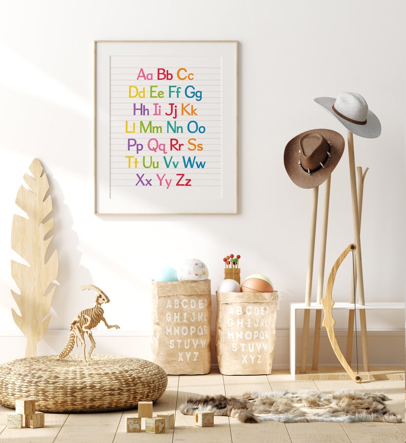 ABC Printable Wall Art Colorful Rainbow Kids Room Nursery - Etsy