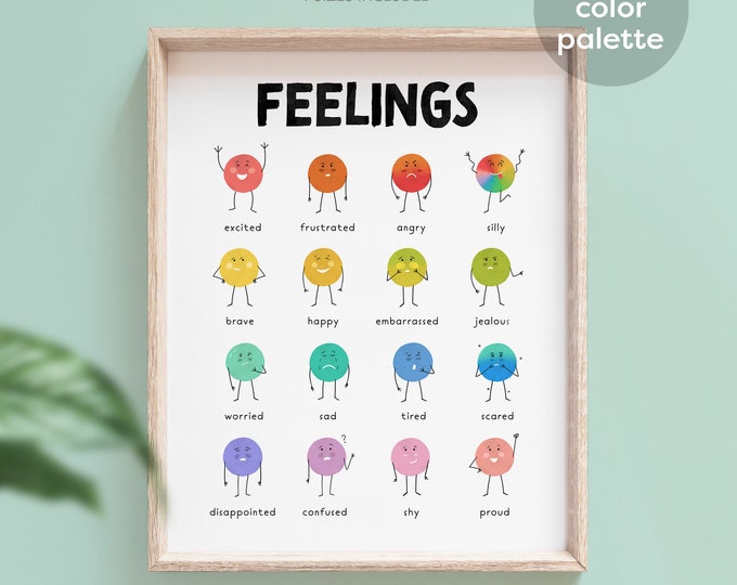 Rainbow Feelings Poster Printable Educational Poster Instant - Etsy