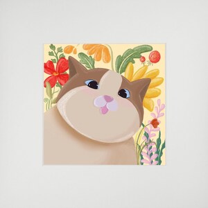 Cat With Floral Art Gallery Wall, Cat Print, Cat Poster, Cat Art, Floral Print, Cat Poster, Wall Art Decor - Instant Download
