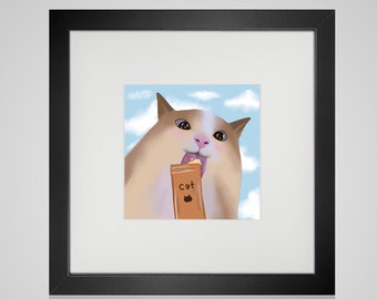 Cheeky Cat Art Print, Funny Cat Lover Wall Decor (Digital Download)
