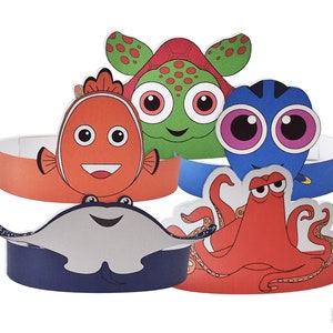 Clownfish Printable Paper Crown | Crown Template | Blue tang Headband | Dory - DIGITAL FILE octopus Paper Crown - Printable