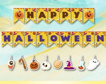 Happy Halloween Banner Halloween Decor Garland Halloween Party - Printable Banner - Halloween Pennant Printable - DIY - Instant Download