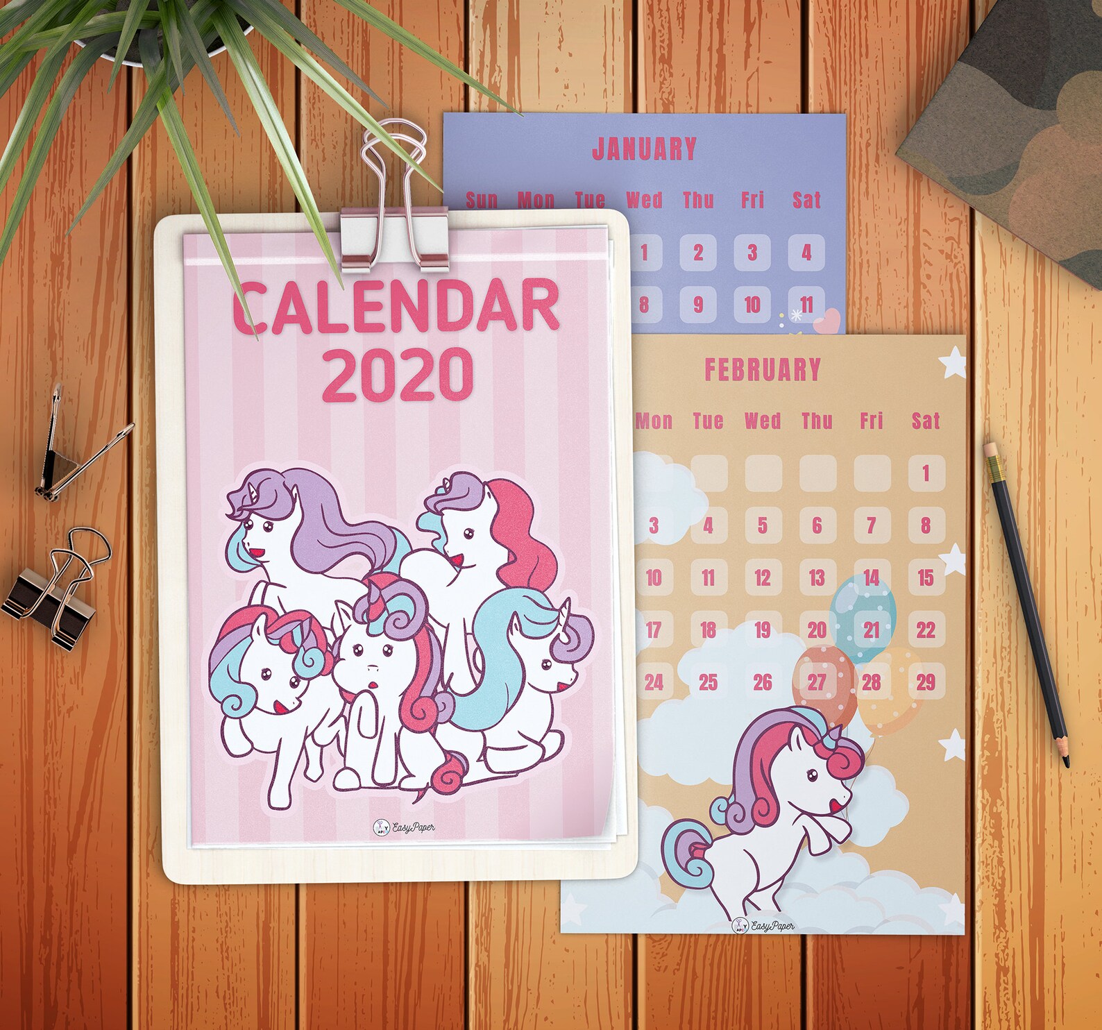 PRINTABLE Calendar Unicorn 2021 Wall Calendar Monthly Agenda Etsy