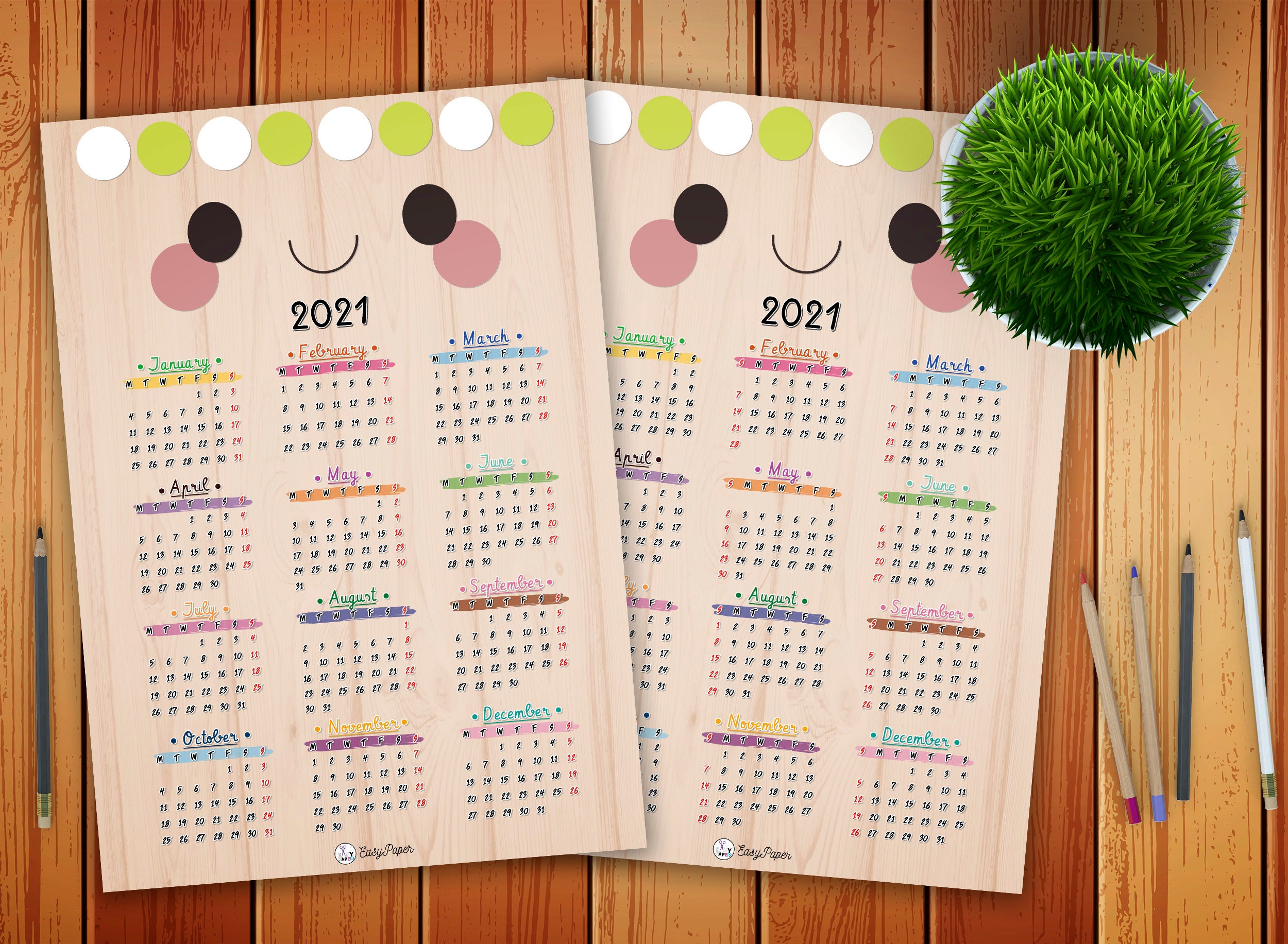 Donau behalve voor timmerman Cute Printed Calendar 2021 Monthly Agenda New Year Calendar - Etsy