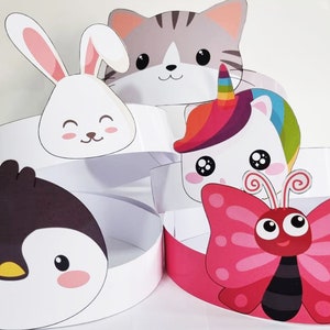 Tierische Krone aus Papier | Krone Vorlage | Tier Stirnband | Schmetterling, Pinguin - DIGITALDATEI Tierkrone aus Papier - Printable