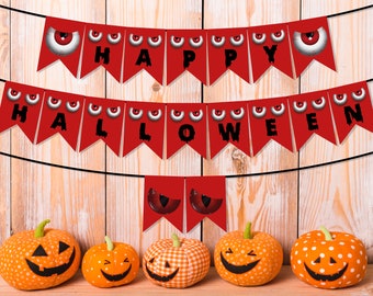 Happy Halloween Banner Halloween Decor Garland Halloween Party - Printable Banner - Halloween Pennant Printable - DIY - Instant Download