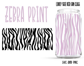 Zebra Print / Bierkanne Glas SVG PNG Wrap