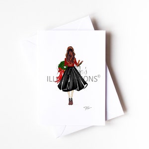 Gepersonaliseerde kerstinkopen voor meisje (A6-kaart) - Stationaire kaart Trouwkaarten Verjaardagskaarten Kaarten vrijgezellenfeest van Maxine's Illustrations