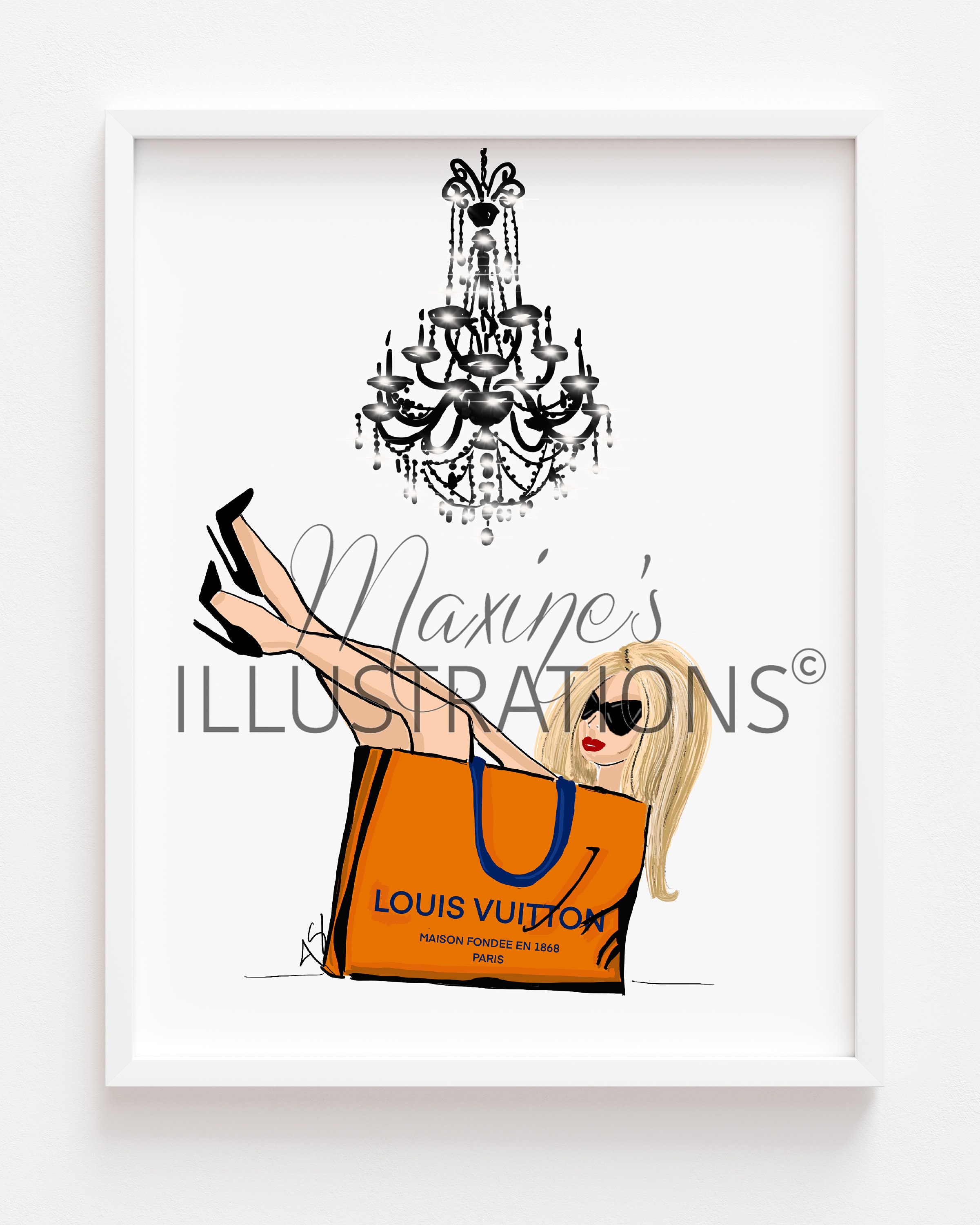 Personalised Fashion Wall Art Print in Shopping Bag Gift 