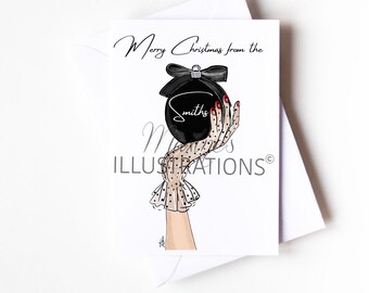 Tarjeta de moda personalizada Adorno navideño (Tarjeta de felicitación A6) Tarjetas Tarjetas de cumpleaños Tarjetas navideñas nupciales Diseñador por Maxine's Illustrations