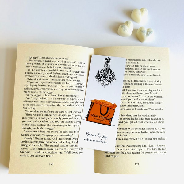 Fashion Illustration Bookmark, Double-Sided, gift engaged wedding, girlfriend, wife, shopping, designer, bag by Maxine's Illustrations