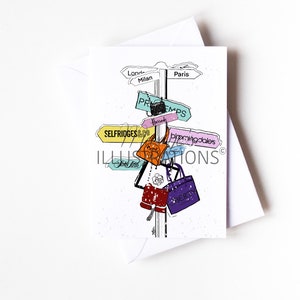 Biglietto di auguri personalizzato A6, cartelli natalizi, negozi, shopping di design - Biglietti di auguri per le feste di Maxine's Illustrations