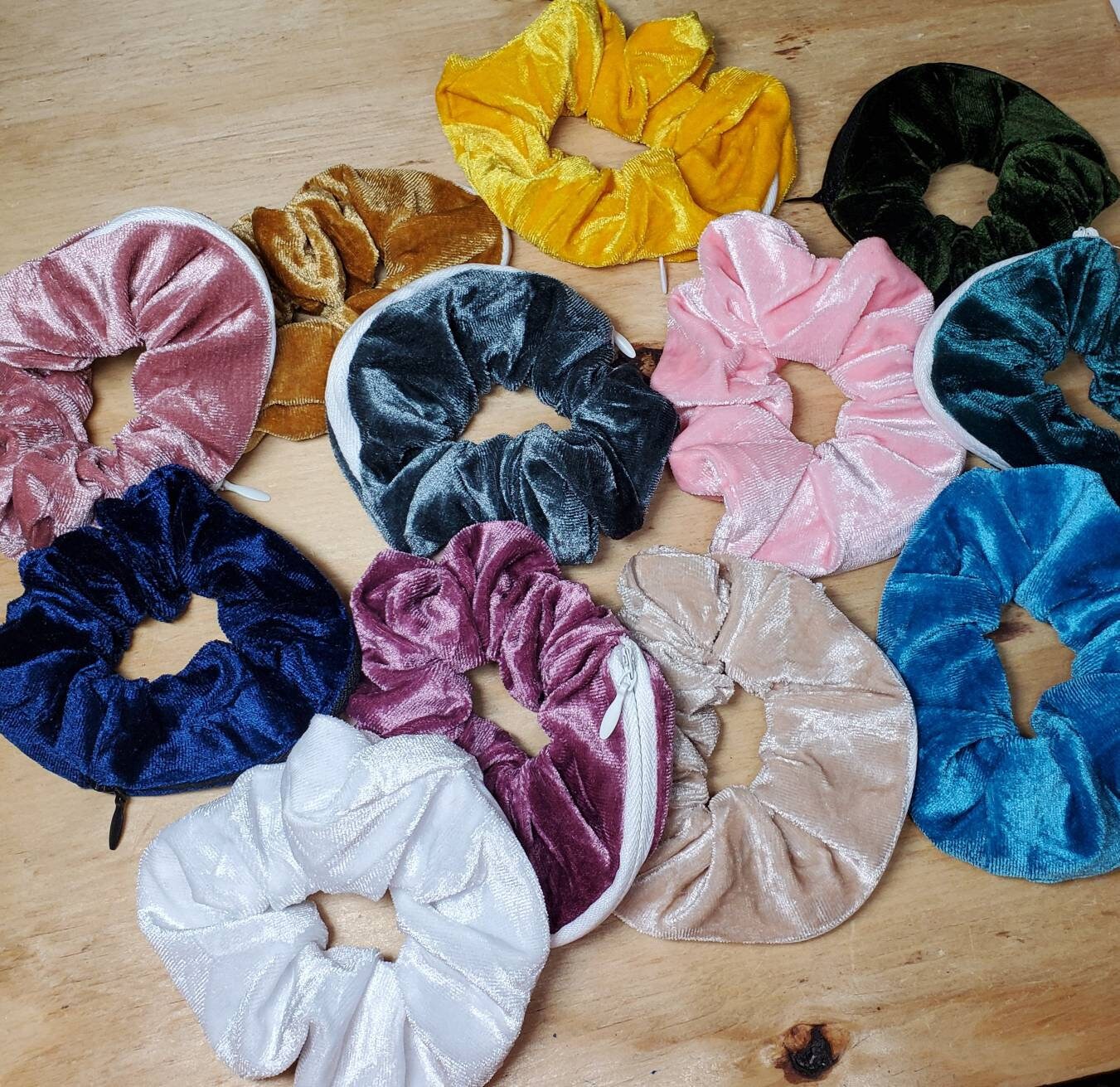 Zipper scrunchie hidden pocket scrunchies Etsy