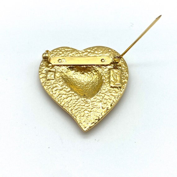 Yves Saint Laurent Gold Plated Abstract Heart Bro… - image 4