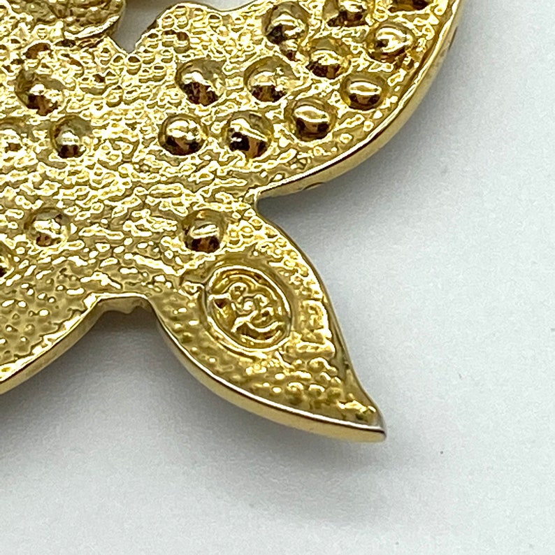 Bergdorf Goodman 1980's Gold Plated Butterfly and Flowers Rhinestone