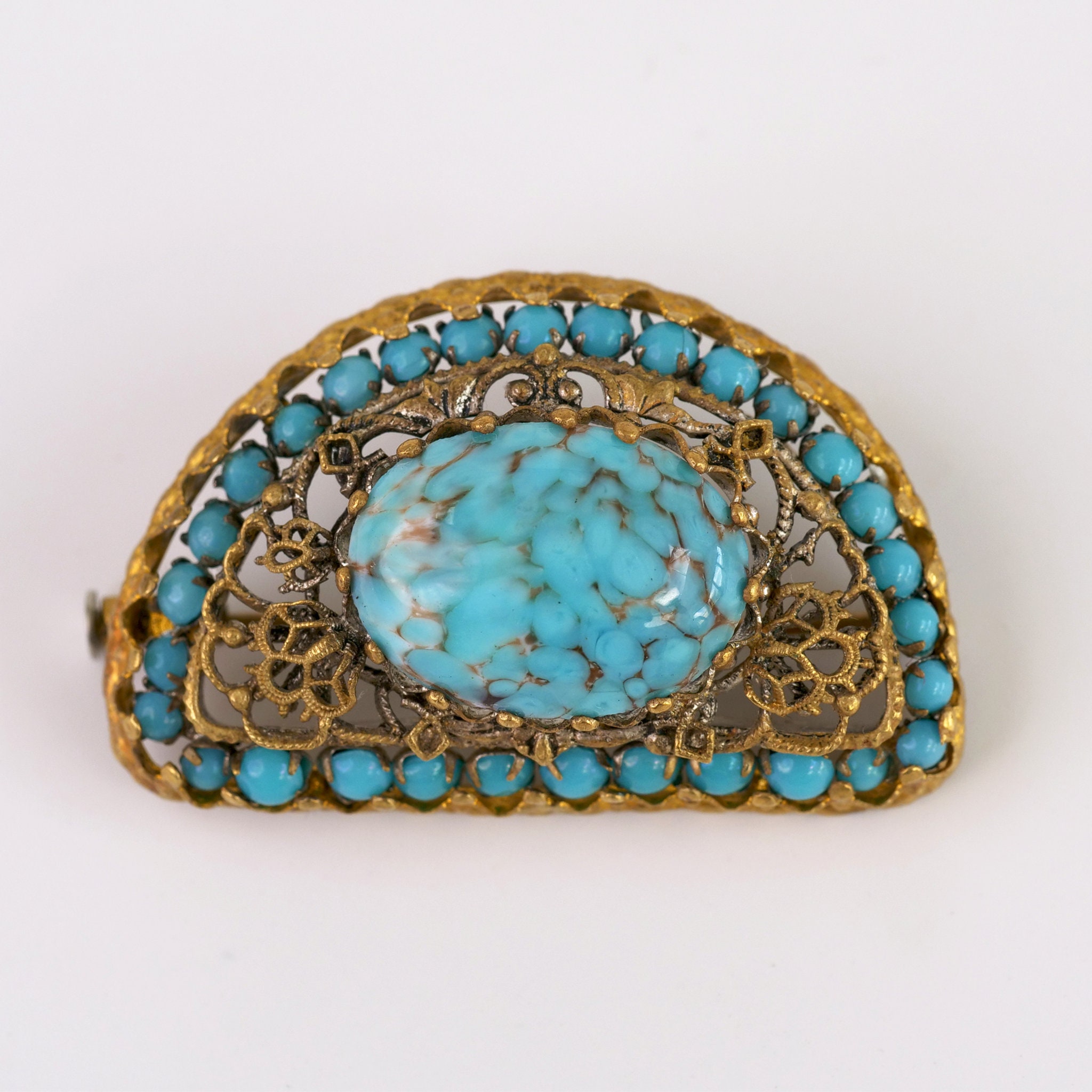 Boucle trophée western vintage avec faux turquoise - France