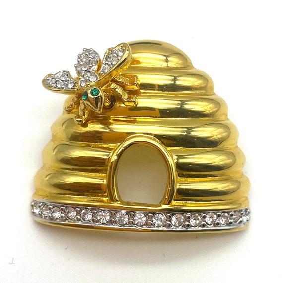 Joan Rivers Bee on Beehive Gold Plated Brooch in J