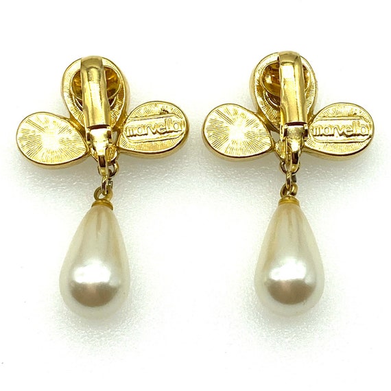 Marvella Imitation Pearl Clip On Dropper Earrings - image 3