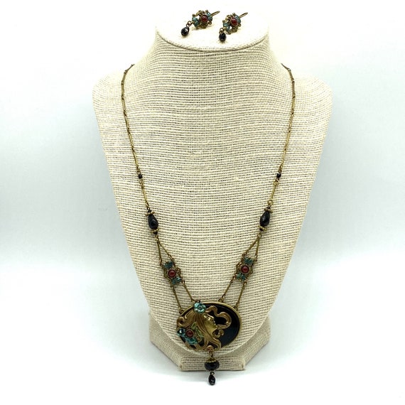 Sweet Romance Art Nouveau Style Necklace and Pierc