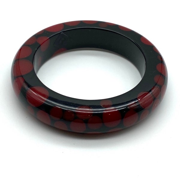 Sobral Black/Red Polka Dot Bangle with Sticker