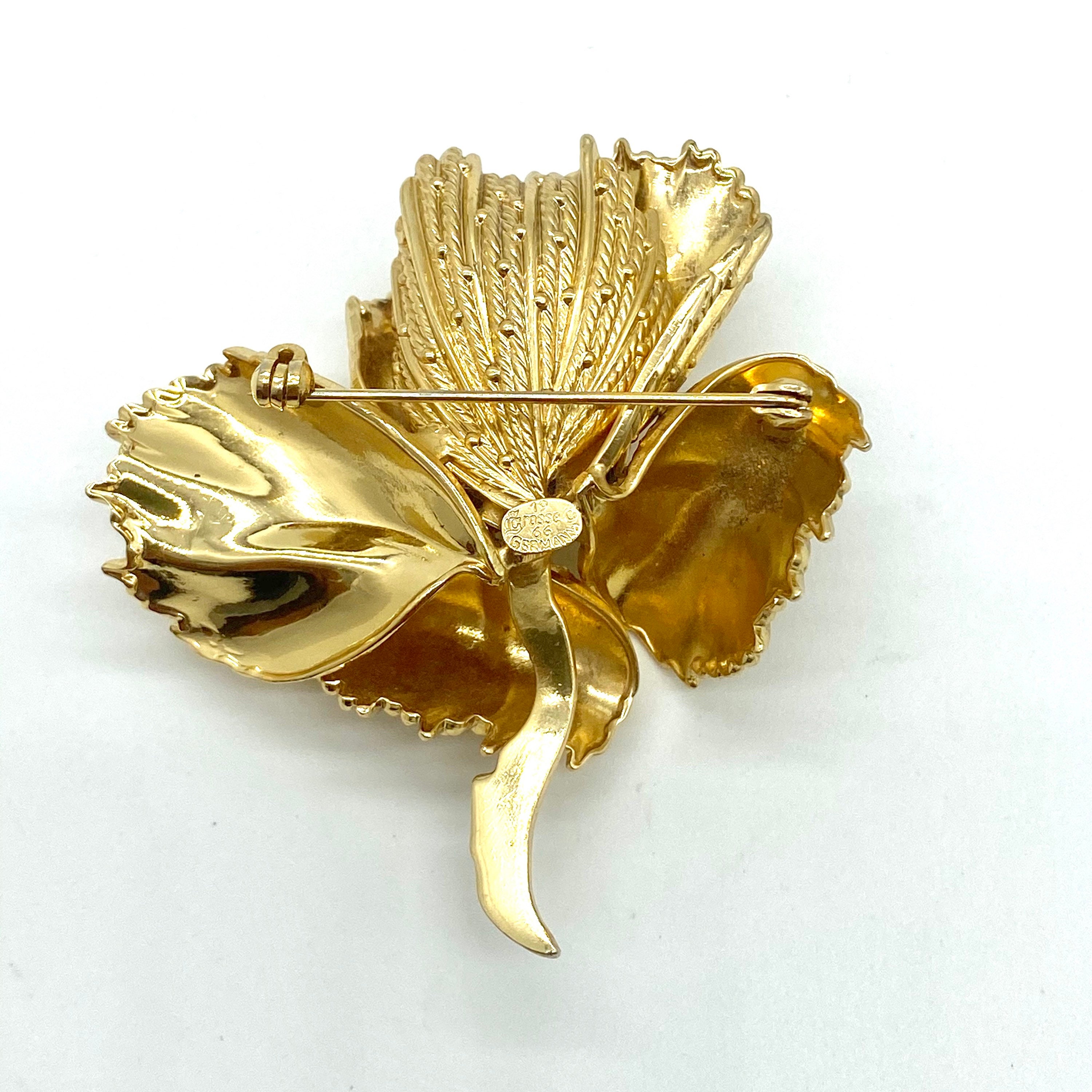 RARE Grossé 1966 Germany Gold Plated Flower Brooch - Etsy