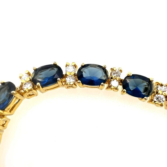 Unsigned Royal Blue and Clear Crystal 18ct Gold P… - image 3